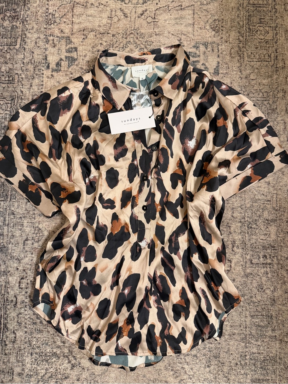 Sundays Leopard Print Button-Down Top